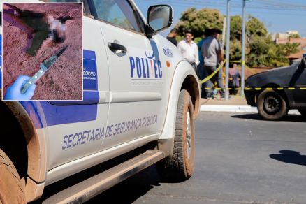 A Politec chegou ao local e isolou a rea; vtima (detalhe) ficou cada em estrada 