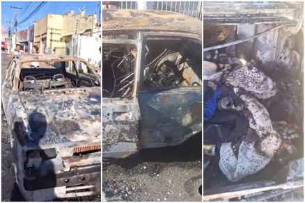 O incndio destruiu o carro completamente 