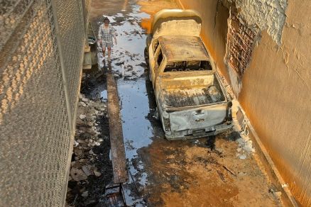 Ford Ranger ficou destrudo depois do incndio 