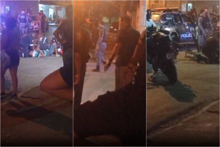 Momento em que homem que reagiu a abordagem e foi baleado � socorrido 