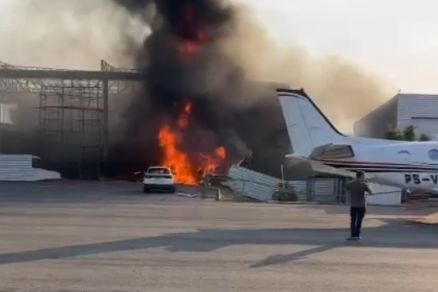 King Air caiu sobre obra de novo hangar, na empresa Bom Futuro