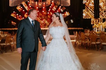 O empresrio Elusmar Maggi e a filha Rayssa Scheffer, que se casou no final de semana