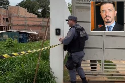 Conrado Pavelski (detalhe) e a casa onde aconteceu a chacina