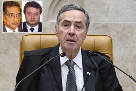 O presidente do STF, Luiz Roberto Barroso, que  contra retorno de Jos Ferreira Leite e Marcelo Souza de Barros (no detalhe)