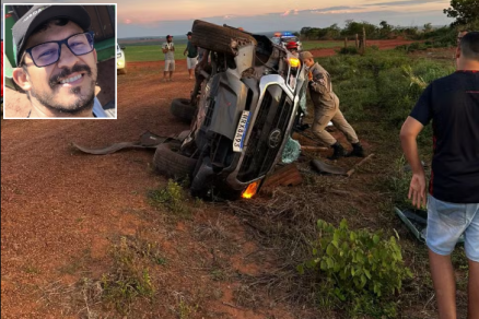 A caminhonete caiu em cima da v�tima, identificada como Jair Batezini (detalhe), que n�o sobreviveu 