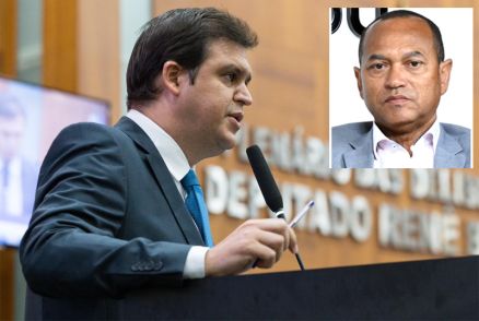 O deputado Thiago Silva que criticou diretor da Sanear, Paulo Jos (no detalhe)