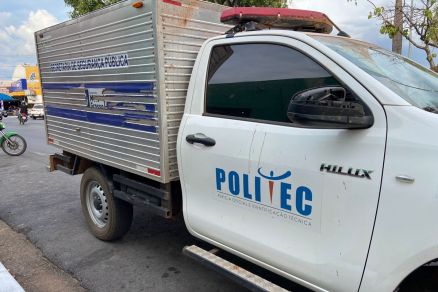 Viatura da Politec; peritos encontraram no local nove munies intactas de calibre 9 milmetros 