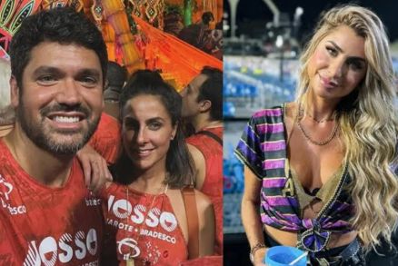 O casal Marcelo Courrege e Carol Barcelos, so ex-marido e ex-madrinha de casamento de Renata Heilborn