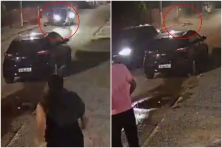 Vdeo mostrou o momento de um atropelamento na cidade de Nobres