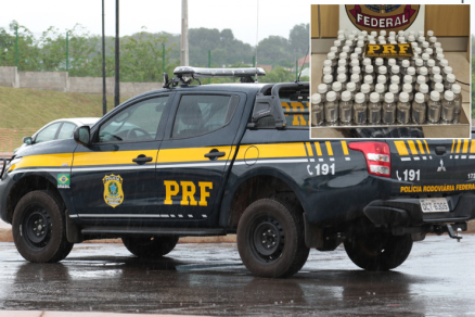 Policiais apreenderam o material dentro de um carro de aplicativo