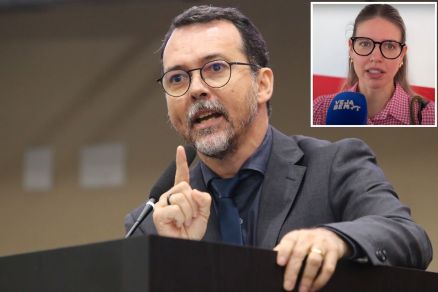 O deputado estadual L�dio Cabral, pr�-candidato a prefeito; Rafaela F�varo (destaque)
