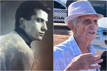 esquerda foto de quando Joo Pinto era ainda um rapaz; ao lado, ele com 86 anos