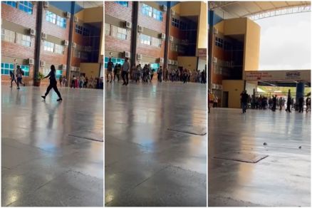 O grupo forou a entrada e correu para as salas
