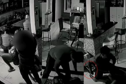 Momento em que Wendel Santos tenta matar Leidiane da Silva, dentro de casa