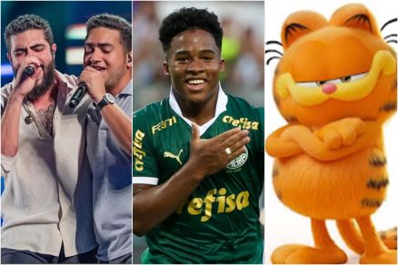 A dupla Henrique e Juliano, o atacante Endrick e o gato Garfield