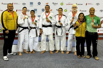 Oito dos nove medalhistas do Brasil na Ge�rgia, entre eles os mato-grossenses Arthur e �rika