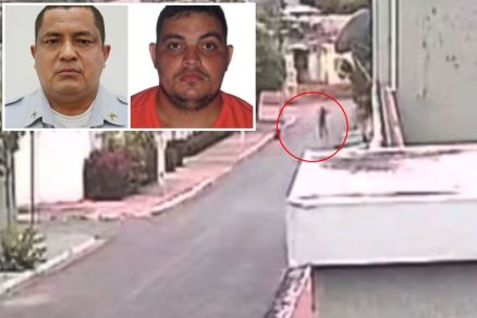 Momento em que o sargento Odenil Alves (detalhes esquerdo)  morto por Raffael Amorim (detalhe direito)