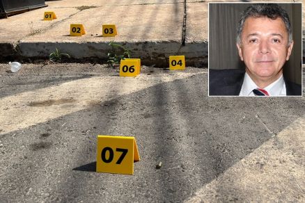 Local onde Renato Nery (em detalhe) foi assassinado em Cuiab 