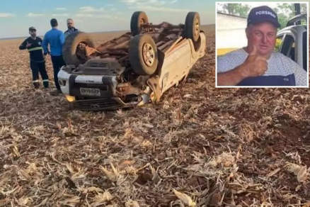 Jeferson Peretto (detalhe) estava sozinho no veculo; ele morreu na hora