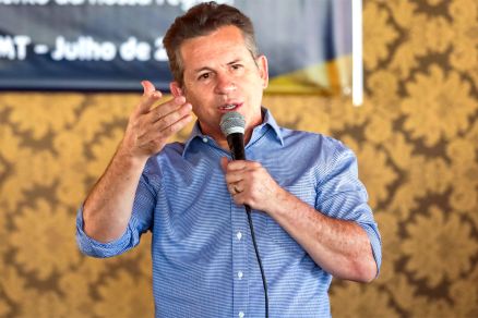 O governador Mauro Mendes, que esteve no Frum dos Governadores da Amaznia Legal