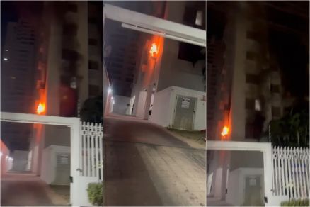 As chamas no edifcio Belluno, no bairro Quilombo, em Cuiab