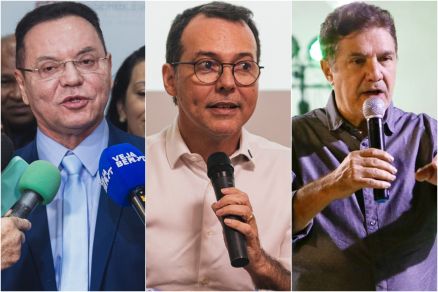 Os candidatos � prefeitura de Cuiab�, Botelho, L�dio e Kennedy, que j� divulgaram jingle