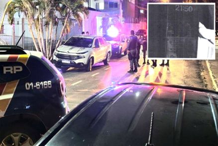 Local do assassinato do advogado Roberto Zampieri; no detalhe, foto da tele do celular