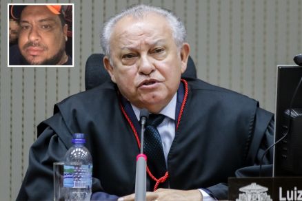 O desembargador Luiz Ferreira Silva, que revogou priso domiciliar de Willian Pereira (no detalhe)