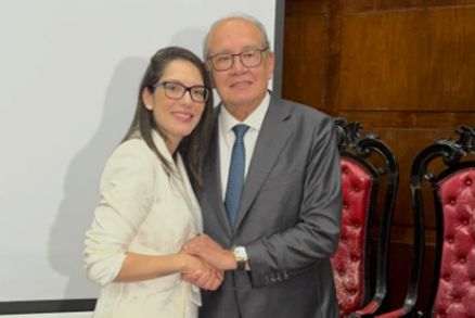 A deputada estadual Janaina Riva e o ministro do STF, Gilmar Mendes