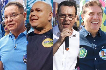 Da esquerda � direita, os candidatos Eduardo Botelho, Ab�lio Brunini, L�dio Cabral e Domingos Kennedy