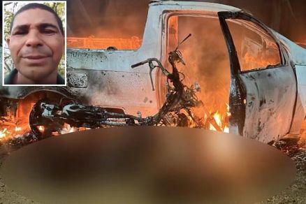 Os veculos incendiados por Valdinei (detalhe) com a ex e o namorado