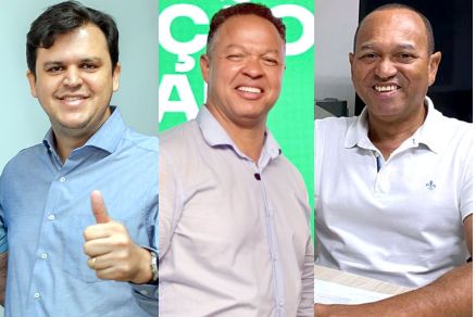 Os candidatos Thiago Silva, Cludio Ferreira e Paulo Jos, que disputam a eleio 