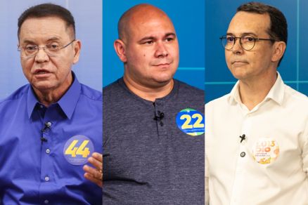 Os candidatos a prefeito de Cuiab: Eduardo Botelho, Abilio Brunini e Ldio Cabral 