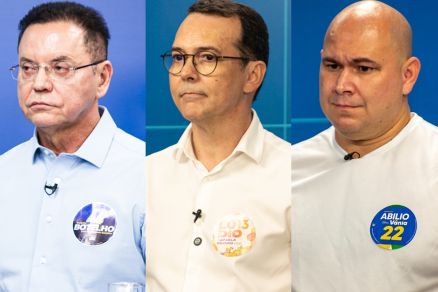 Os candidatos a prefeito Eduardo Botelho, Ldio Cabral e Ablio Brunini