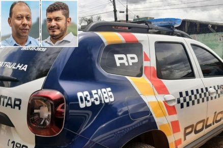 O candidato a prefeito em Poxoru, Juvanilto Lopes (Unio), e seu candidato a vice, Joo Paulo