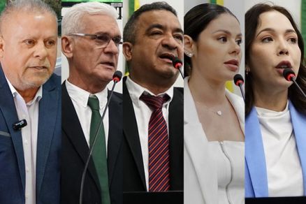 Os vereadores Chico 2000, Mrio Nadaf, Marcrean Santos, Michelly Alencar e Maysa Leo