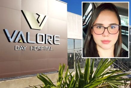 Thayane Oliveira Souza Leal (detalhe), que morreu aps procedimento no hospital Valore Day