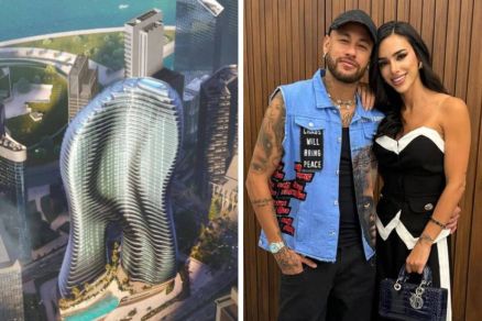 Neymar e Bruna participam da cerim�nia de assinatura do contrato de compra e venda do im�vel 