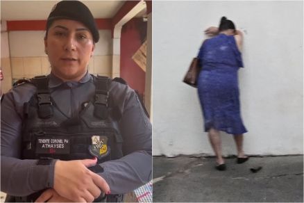 A tenente-coronel Athayses e imagem que circula nas redes