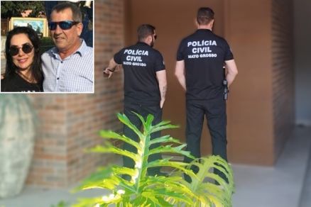 A Polcia Civil faz buscas em endereo de alvo; no detalhe o casal Julinere Goular Bentos e Cesar Jorge Sechi 