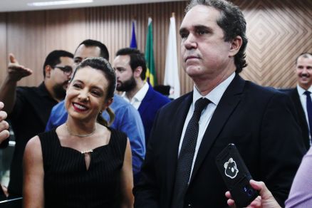 A prefeita Fl�via Moretti e o vice-prefeito Ti�o da Zaeli