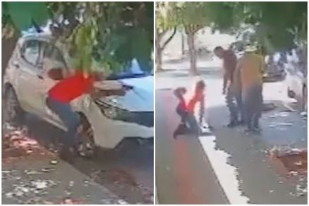 O policial penal, de camiseta vermelha, se aproximou dos militares e iniciou a troca de tiros