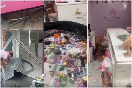 V�deos feitos pela dona e por testemunhas mostram como a loja ficou