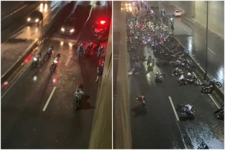 Aos menos 250 motociclistas compunham o grupo, informou a Polcia