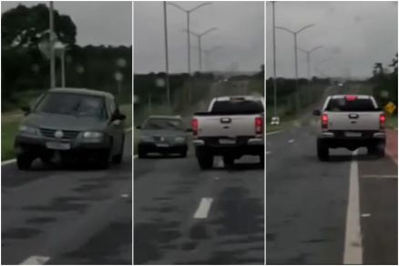 Frame de Vdeo mostram carro invadindo pista