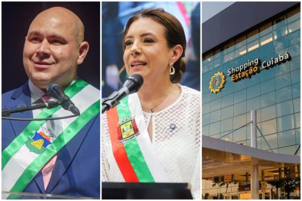 O novo prefeito de Cuiab�, Abilio Brunini, a nova prefeita de V�rzea Grande, Fl�via Moretti, e a fachada do Shopping Esta��o Cuiab�, onde ocorreu o abuso do menor