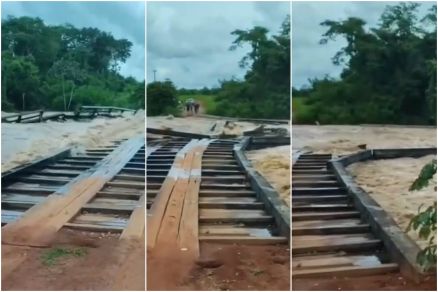 Imagens mostram ponte sendo arrastada 