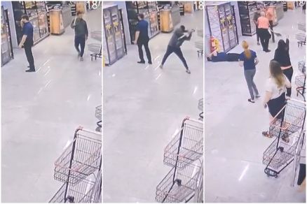 O homem atacou o gerente pelas costas; vtima caiu de imediato