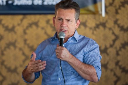 O governador Mauro Mendes, que falou sobre as obras de duplicao da BR-163