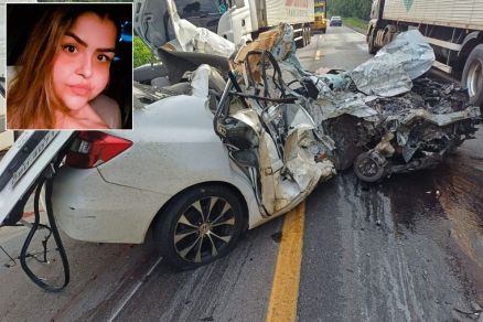 Carro de Pryscilla Bandeira (em detalhe) ficou parcialmente destrudo 